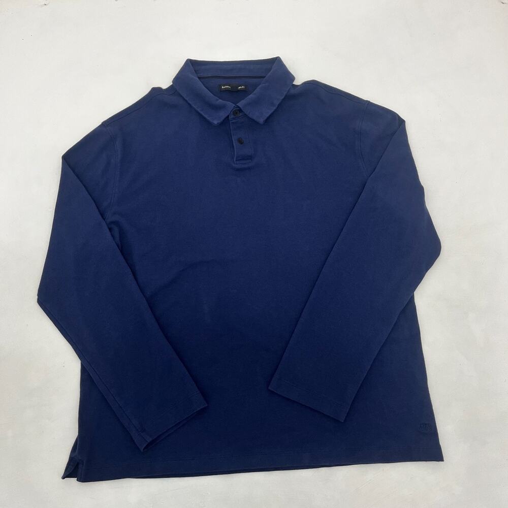 Banana Republic Mens XL Polo Shirt Navy‎ Long Sleeve Luxe Touch Performance